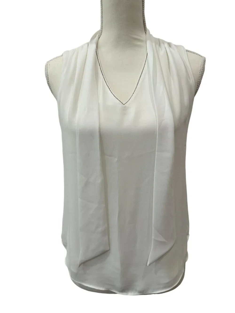 WHITE HOUSE BLACK MARKET WHBM White Bow Neck Tank Top Size 2P